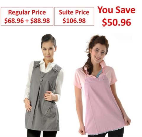 Picture of Double Protections and Save! Maternity Dress  Plus Belly Tee with Radiation Shield, # 8903185-1920